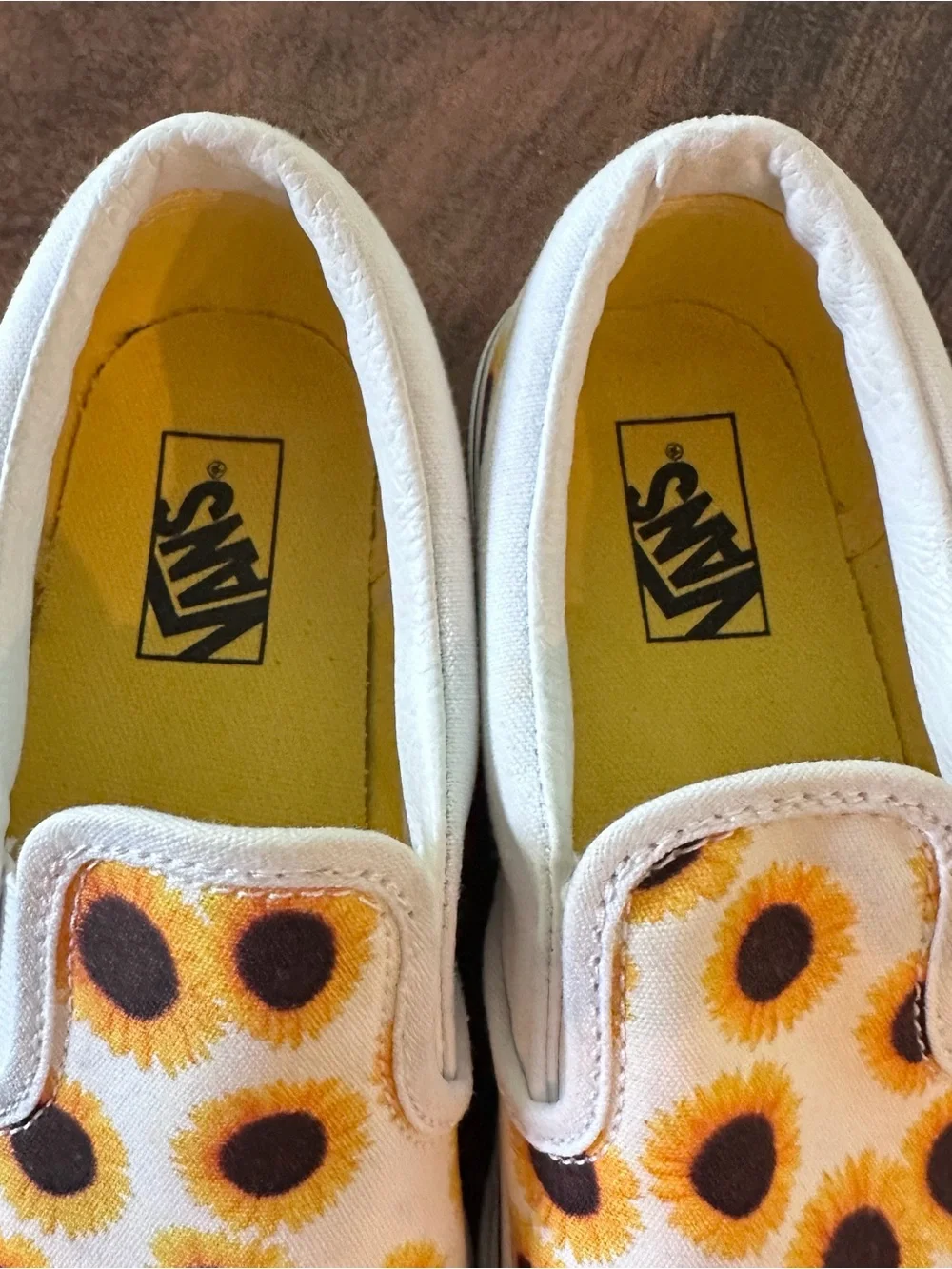 Vans Kids Sunflower Slip-On Sneakers - White/Yellow Kids Size 2